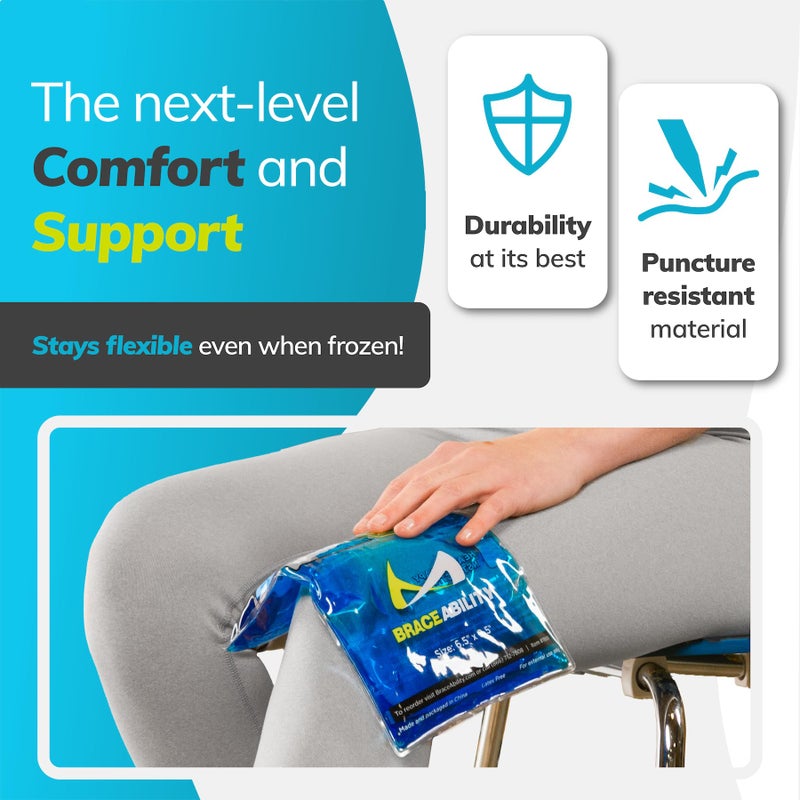 BraceAbility Medical Gel Hot Cold Pack - Reusable Soft Flexible Ice Pack for Hip, Shoulder, Knee, Back - Comfort Cold Compress for Injuries, Swelling, Bruises, Surgery, Kids, Adults (6.5" x 9.5") - Image 5