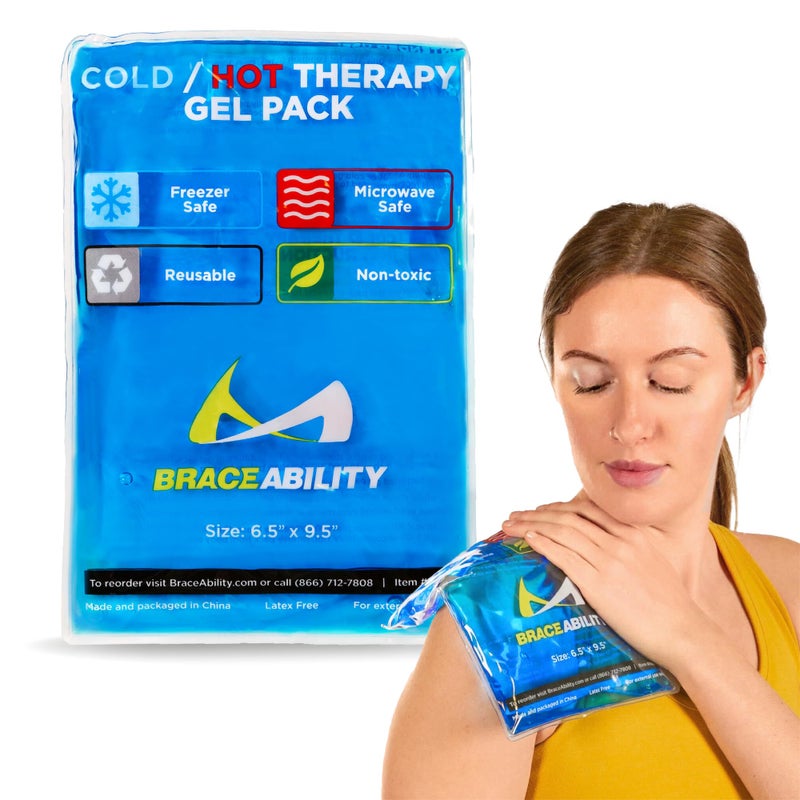 BraceAbility Medical Gel Hot Cold Pack - Reusable Soft Flexible Ice Pack for Hip, Shoulder, Knee, Back - Comfort Cold Compress for Injuries, Swelling, Bruises, Surgery, Kids, Adults (6.5" x 9.5") - Image 1