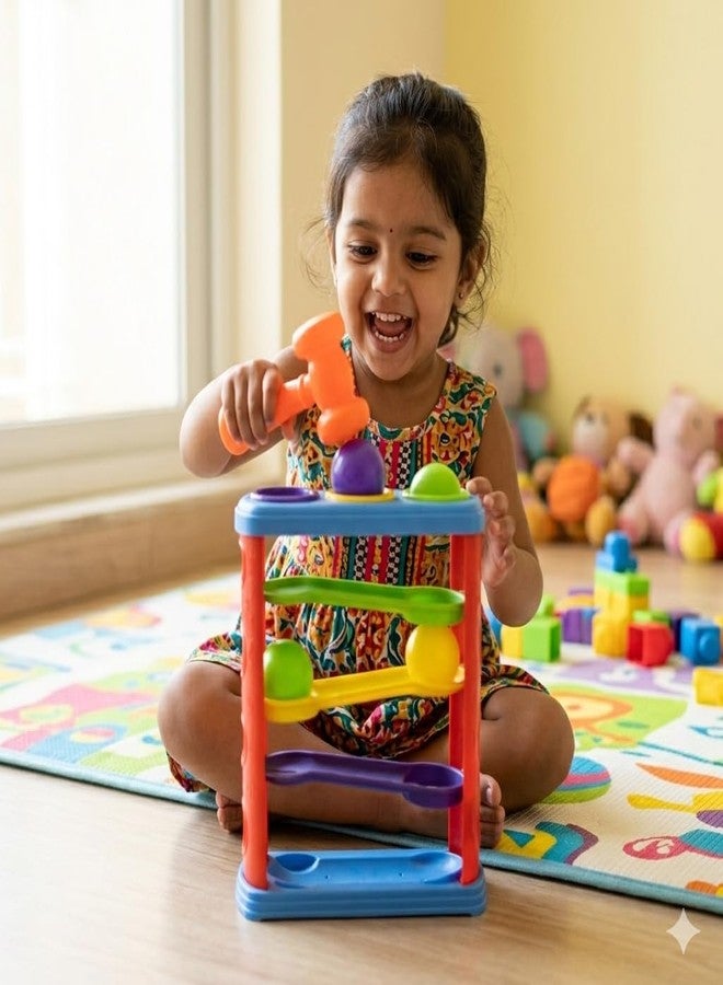 VEDROCI Montessori Hammer Ball Toy for Toddlers | Pound & Roll Cause-Effect Learning| Motor Skills Development with Hammer & Balls - Image 4