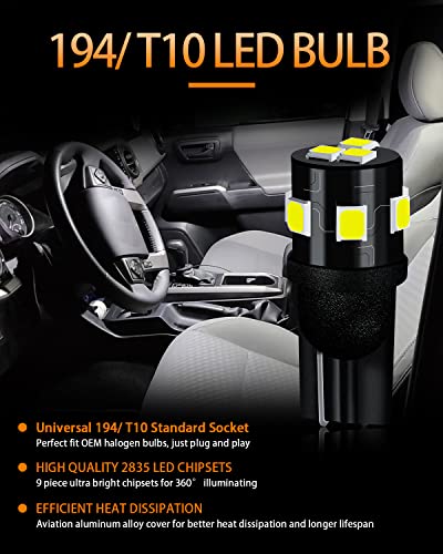 MEALAM White LED Bulbs Package Kit Compatible with 2005 2006 2007 2008 2009 2010 Jeep Grand Cherokee Interior Map Dome Light + License Plate Light and Install Tool, 12 Piece - Image 3