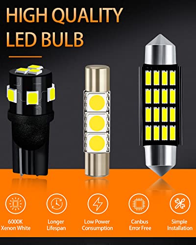 MEALAM White LED Bulbs Package Kit Compatible with 2005 2006 2007 2008 2009 2010 Jeep Grand Cherokee Interior Map Dome Light + License Plate Light and Install Tool, 12 Piece - Image 2