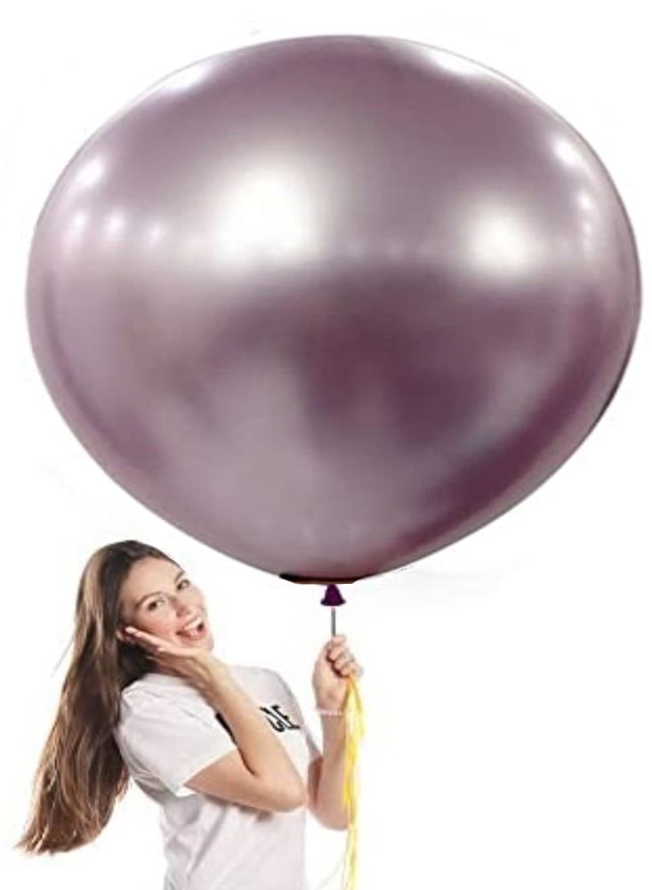 JOLLITY LLC 5 Pieces 24 Inch Metallic Balloons Shiny Latex Balloons for Birthday Wedding Party Decoration (Mauve 5pcs)