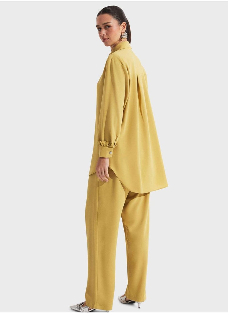 JUNE Ruffle Detail  Shirt & Pants Set - Image 2