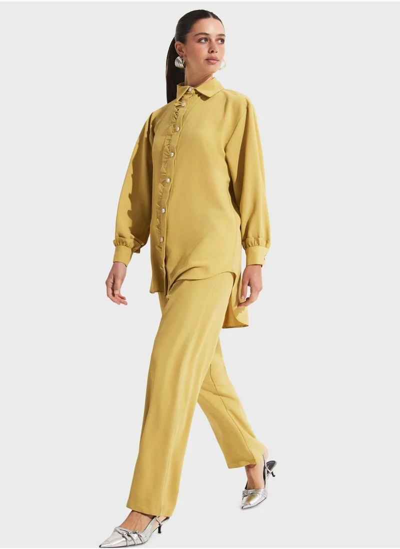 جون Ruffle Detail  Shirt & Pants Set