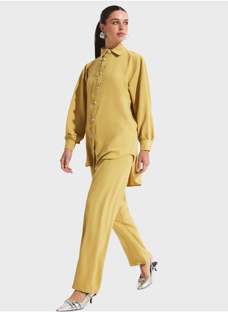 JUNE Ruffle Detail  Shirt & Pants Set - Image 5