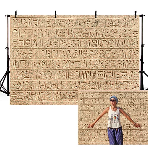 Eainb 7x5ft Egypt Hieroglyphs Backdrop Ancient Egyptians Civilization Photography Background Egyptian Art Photos Archaeology History Course Photo Shoot History Culture Mural Travel Backdrop Props - Image 1
