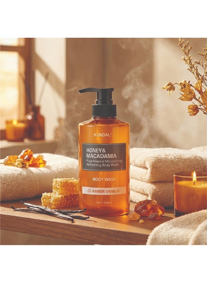 KUNDAL Honey & Macadamia Body Wash - Amber Vanilla 500ml - Image 2