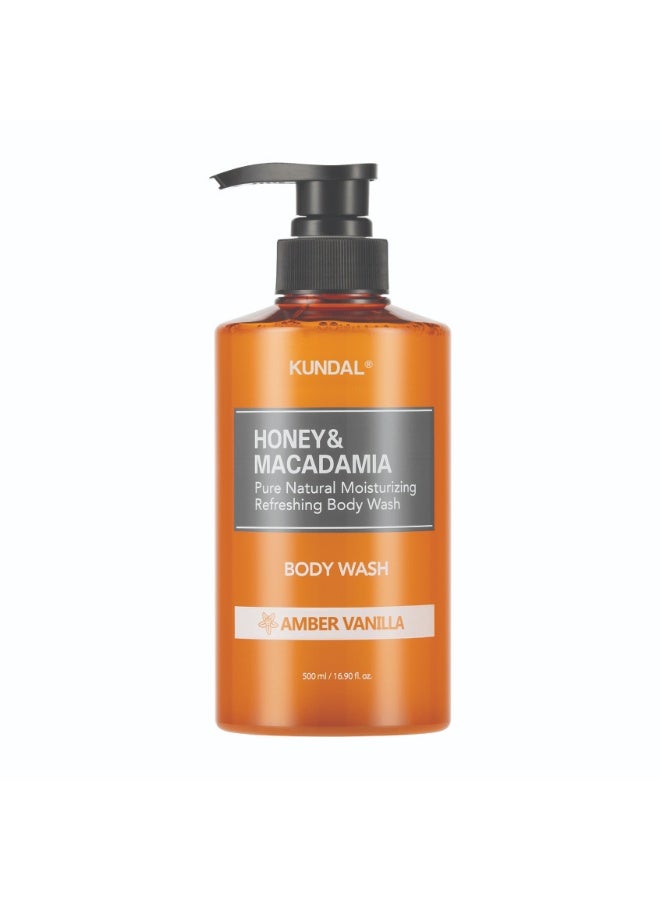 KUNDAL Honey & Macadamia Body Wash - Amber Vanilla 500ml - Image 1