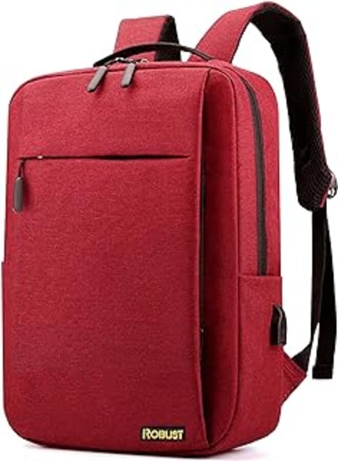 Robust Travel Laptop Backpack, Business Anti Theft Slim Durable Laptop Bag with USB Charging Port,Water Resistant College School Large Computer Gifts Bag for Men Women adult Fits 17Inch Notebook, Red