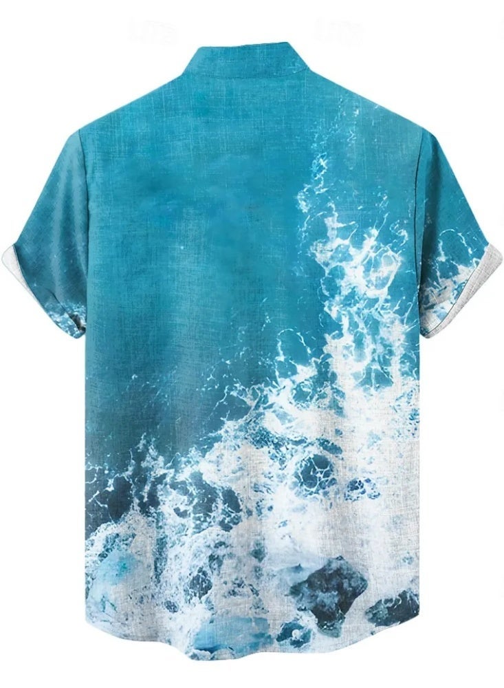 Men's Summer Beach Set, Hawaiian Print Shirt & Shorts, Lightweight, Plus Sizes - Image 2