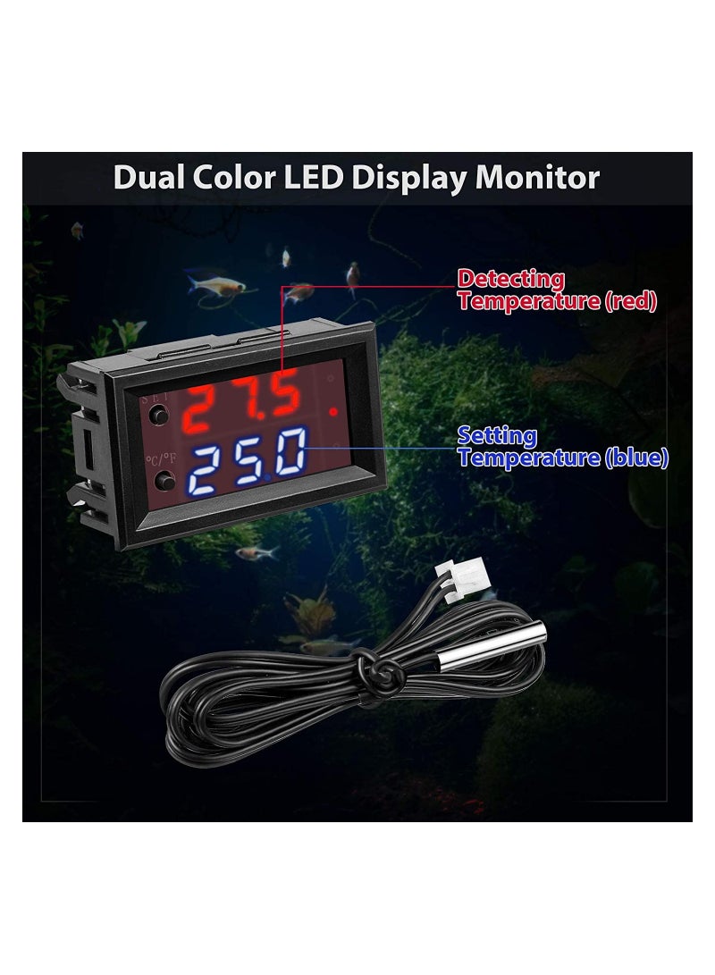 SYOSI 12V Electronic Temperature Controller Programmable -50 to 110 Degree Celsius Heating/Cooling Thermostat Control Switch Module NTC Waterproof Sensor Probe Dual Color LED Display Monitor (4 Pcs) - Image 2