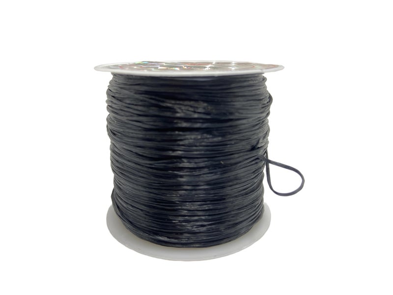 Self Lub Elastic Crystal Stretch Cord for Jewelry Making – Flat Beading Thread for Bracelets, Anklets, DIY Crafts – Durable, Clear Elastic String for Beads & Charms (Black, 50 Meter, 0.5 mm) - Image 1