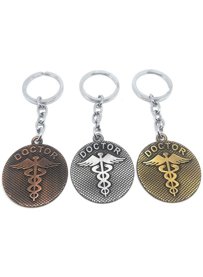 Aura Set Of 2 Caduceus Doctors Symbol Gift Keychain For Doctors Men Women Boys Girls Husband Bike Car Light Weight Metal Keychain Random Colors - Image 1
