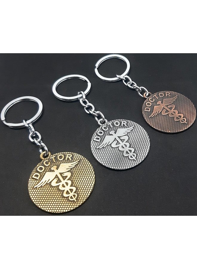 Aura Set Of 2 Caduceus Doctors Symbol Gift Keychain For Doctors Men Women Boys Girls Husband Bike Car Light Weight Metal Keychain Random Colors - Image 4