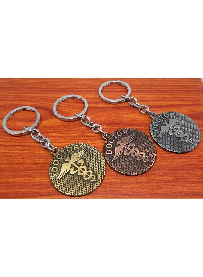 Aura Set Of 2 Caduceus Doctors Symbol Gift Keychain For Doctors Men Women Boys Girls Husband Bike Car Light Weight Metal Keychain Random Colors - Image 2