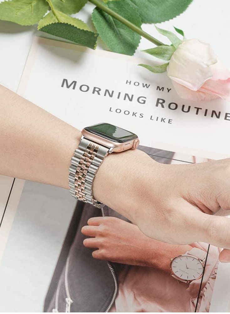 Phone Planet Replacement Band Compatible with Apple Watch 44mm / 42mm Stainless Steel Solid Strap Metal Bracelet for Apple Watch Series 7 6 5 4 3 2 SE (Silver - Image 3