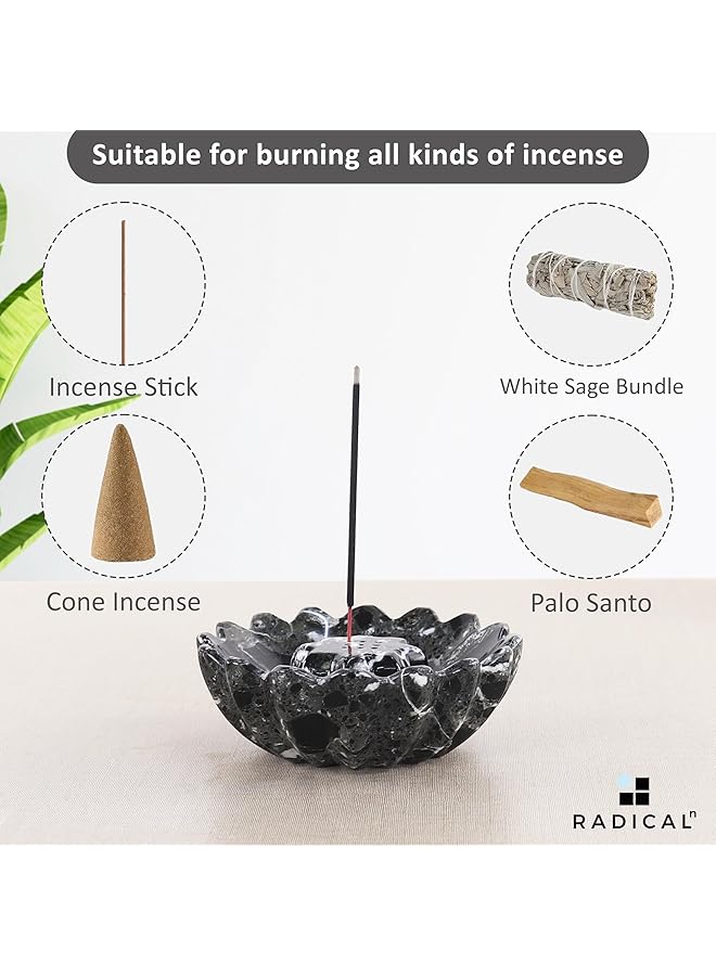 erorex Marble Incense Holder Black Handmade Incense Burner Easily Grab Incense Ashes With Incense Sticks Ideal For Room Décor And Outdoor Table Décor - Image 4
