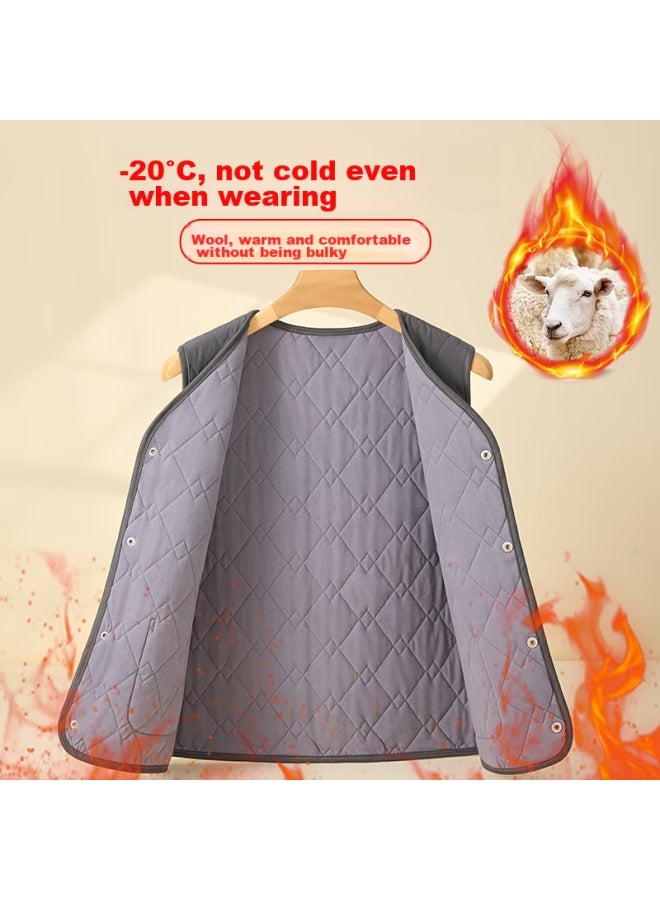 Yuzhaolin Thermal Vest For Men, Thickened Fleece-lined Inner And Outer Wear, Sleeveless Waistcoat For Middle-aged And Elderly Men - Image 1