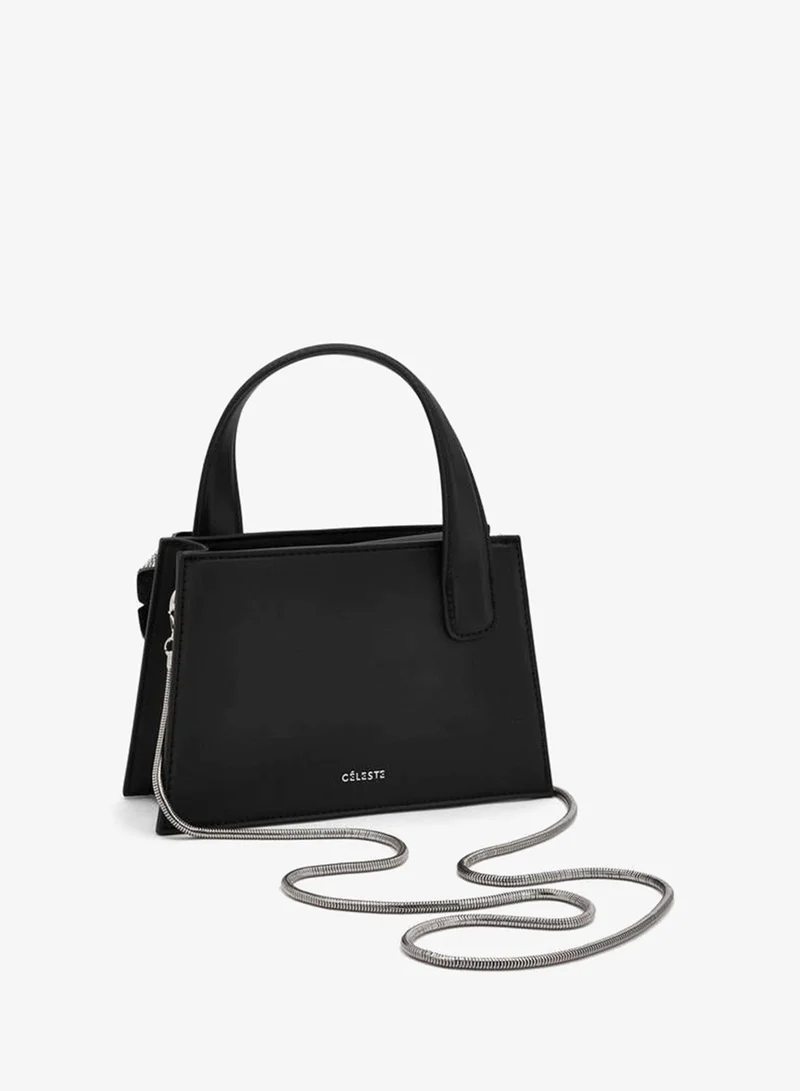 Celeste BLACK Floral Embellished Tote Bag With Chain Strap for Women | Best Price UAE