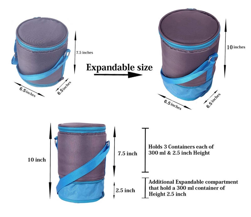 Foonty Daily Use 4 Cum 3 Storey Waterproof Lunch Bag/Tiffin Bag (Blue,FFFLB9003E) - Image 2