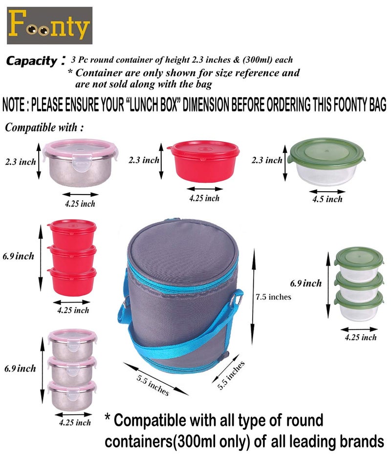 Foonty Daily Use 4 Cum 3 Storey Waterproof Lunch Bag/Tiffin Bag (Blue,FFFLB9003E) - Image 3