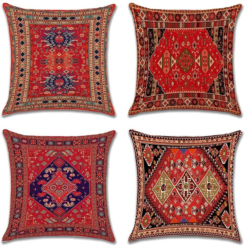 JOTOM Cushion Cover Throw Pillow Covers 50 x 50cm Bohemian Style Decorative Cushion Covers Abstract Exotic Square Pillowcases for Sofa Living Room Bedroom Couch Outdoor Home Decor Pack of 4 Exotic