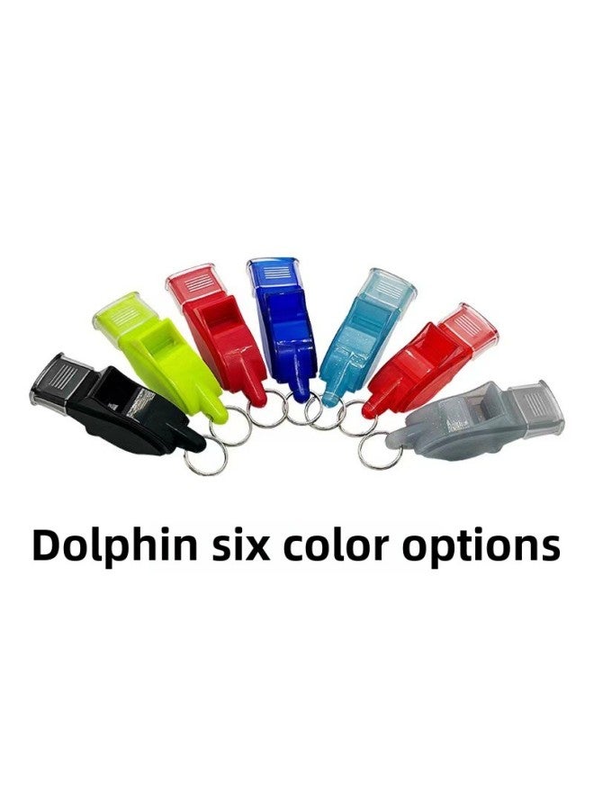 Generic Plastic Treble Dolphin Whistle Basketball Football Referee Special Whistle PE Teacher Outdoor Training Survival Whistle-Color:Dolphin Light Blue (Buy One Get Six Accessories) - Image 1