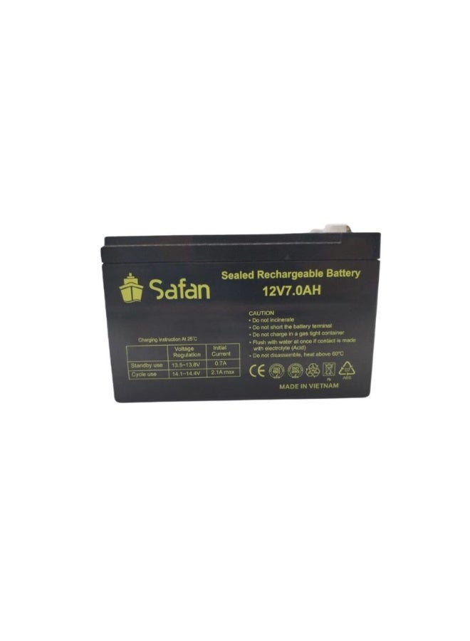 Safan Sealed Lead Acid Battery,12V,7Ah - Image 1
