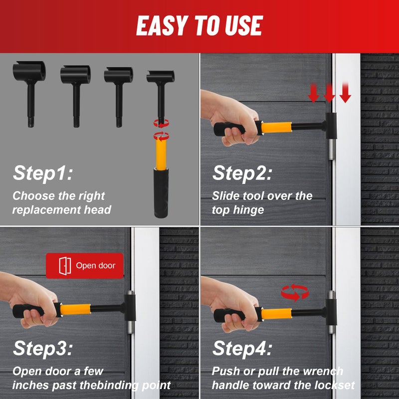 Hyfico Door Hinge Adjustment Tool for Residential and Commercial, 0.37-0.98" Upgraded Hinge Gap Adjusting Wrench for Door Quick and Efficient Solutions, User-Friendly Adjustments, Heavy-Duty Construction - Image 4
