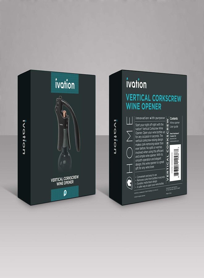 ايفيشن فتاحة زجاجات نبيذ إيفاشن | فتاحة يدوية يدوية مزودة بمضخة ذراع مريحة، تصميم رأسي قائم، مقبض ناعم لعنق الزجاجة، برغي غير لاصق، وإزالة سهلة للفلين بدون لف | ستانلس ستيل أسود وبرونزي - Image 5