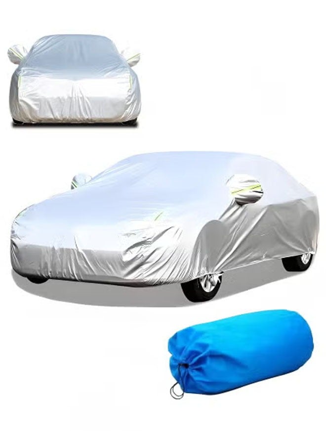 كيلا غطاء سيارة متعدد الطبقات، مقاوم للماء في جميع الأحوال الجوية، مناسب للسيارات، تغطية كاملة في الهواء الطلق مقاوم للرياح والرمال والمطر، غطاء سيارة للحماية من الأشعة فوق البنفسجية، حماية السيارة مع باب بسحاب، أبيض، YXL - Image 1