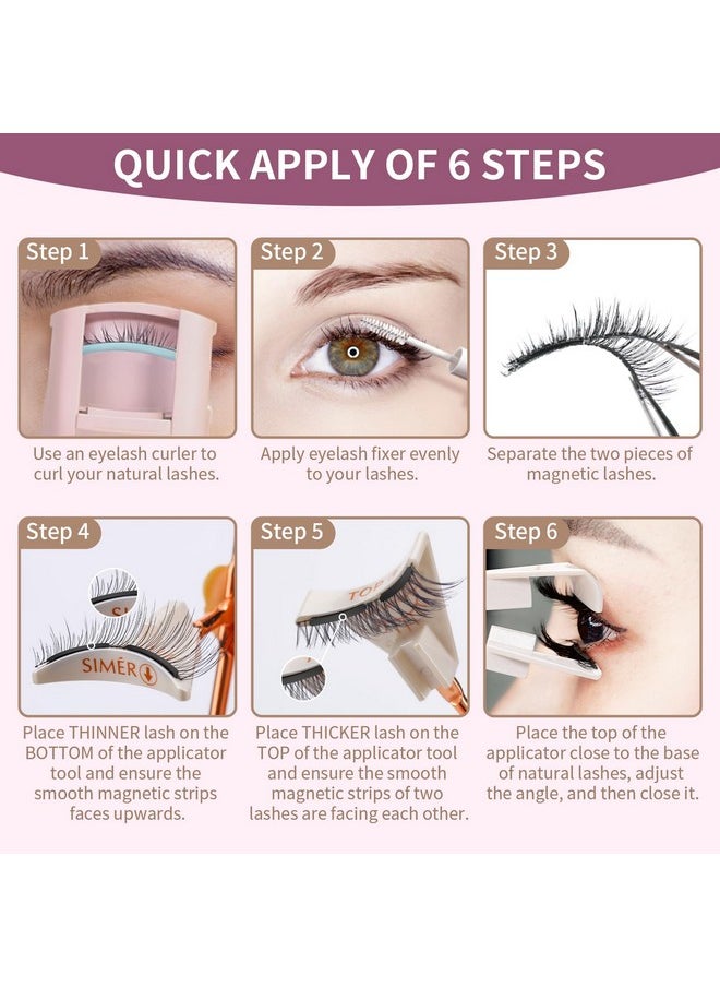 Magnetic Eyelashes Without Eyeliner Dual Magnetic Eyelashes With Applicator 4D Reusable Magnetic Lashes No Eyeliner Or Glue Needed Soft Magnets Natural Look Easy To Wear