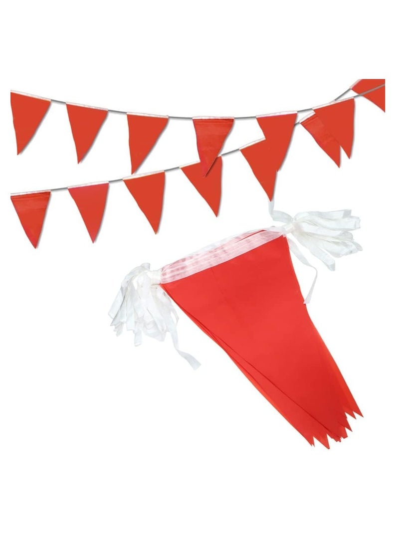 SYOSI Bunting Banner - Red Nylon Pennant Banners with Big Flags for Indoor & Outdoor Celebrations Ideal Birthday, Wedding, Party, Garden, Grand Opening Festivities(200M-300 Flags) - Image 1