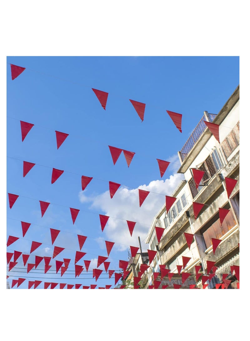 SYOSI Bunting Banner - Red Nylon Pennant Banners with Big Flags for Indoor & Outdoor Celebrations Ideal Birthday, Wedding, Party, Garden, Grand Opening Festivities(200M-300 Flags) - Image 5