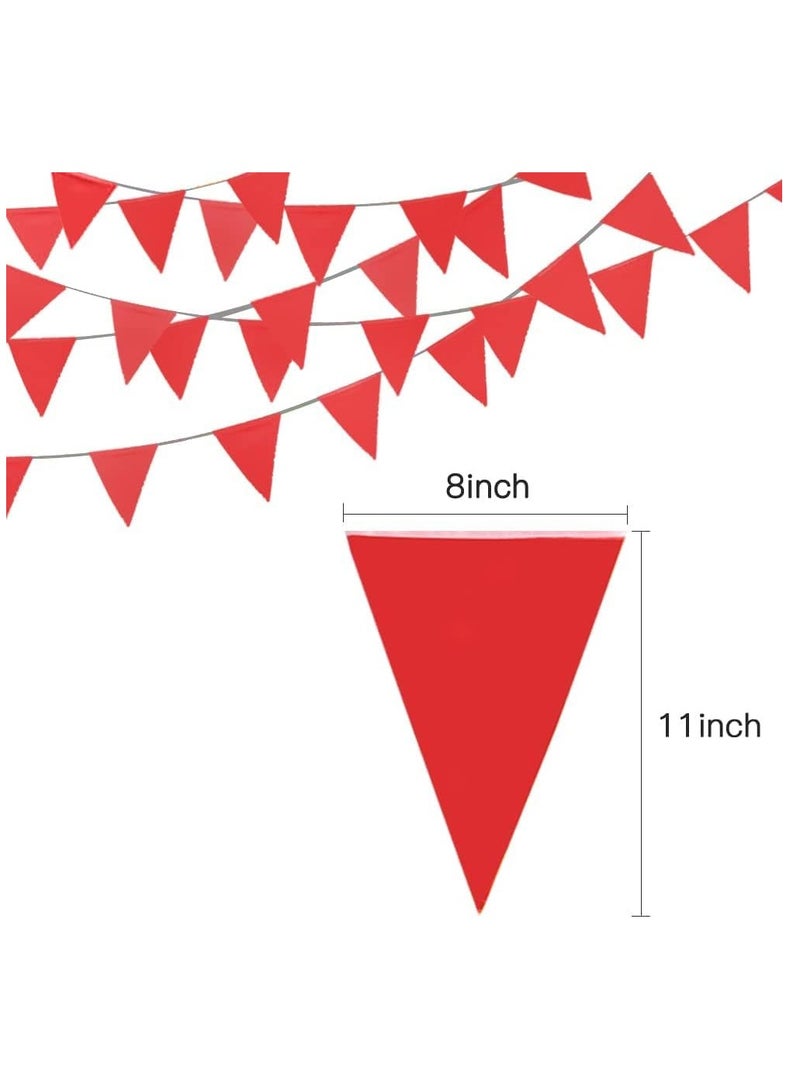 SYOSI Bunting Banner - Red Nylon Pennant Banners with Big Flags for Indoor & Outdoor Celebrations Ideal Birthday, Wedding, Party, Garden, Grand Opening Festivities(200M-300 Flags) - Image 4