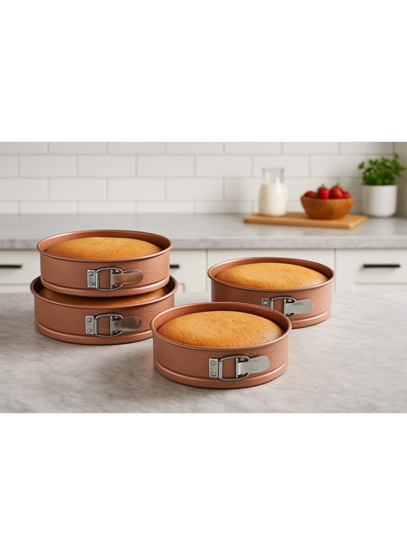 باصرة طقم قوالب كيك دائرية 4 قطع بمقاسات 24 إلى 30 سم – صواني خبز غير لاصقة بقاعدة قابلة للفك لتسهيل إخراج الكيك وتنظيفها بسهولة - Image 5
