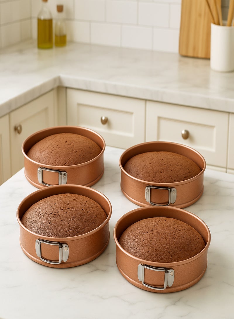 باصرة طقم قوالب كيك دائرية 4 قطع بمقاسات 24 إلى 30 سم – صواني خبز غير لاصقة بقاعدة قابلة للفك لتسهيل إخراج الكيك وتنظيفها بسهولة - Image 1