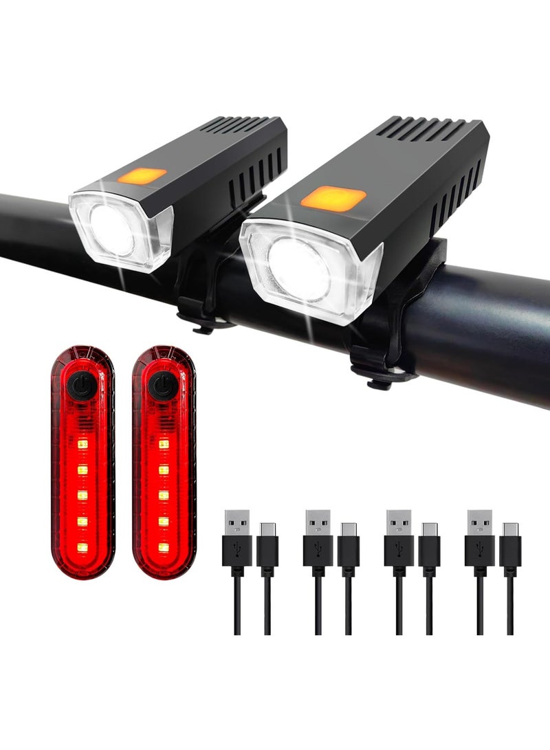 USB-C Rechargeable Bike Lights Front and Rear(2or4 or 10 Packs) Night Riding for Kids &Adults 3 Lights Modes Used as a Safety Indicator Light for Skateboards Strollers and Wheelchairs - Image 1
