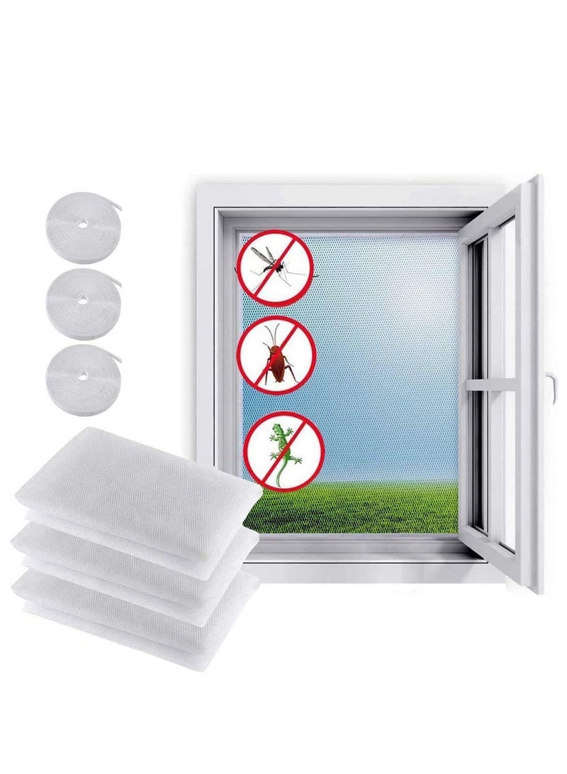 نافذة الناموسيات ، 3 نافذة مزودة بضرب الذباب DIY بلاصق شبكة الستائر مضادة للحشرات 51x59 بوصة حماية النحل مع 3 مجلدات من الشريط اللاصق المرتبطة ، مناسبة لنوافذ متعددة - Image 1