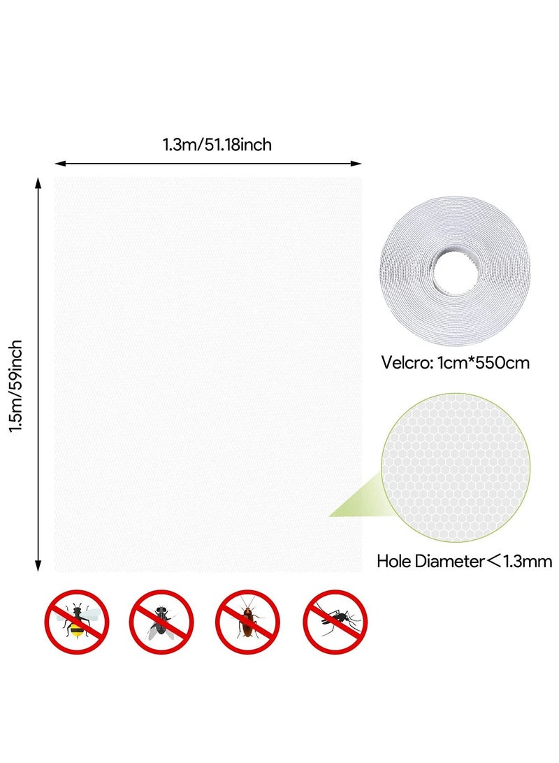 نافذة الناموسيات ، 3 نافذة مزودة بضرب الذباب DIY بلاصق شبكة الستائر مضادة للحشرات 51x59 بوصة حماية النحل مع 3 مجلدات من الشريط اللاصق المرتبطة ، مناسبة لنوافذ متعددة - Image 2