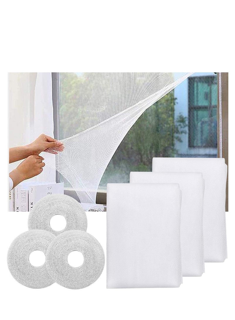 نافذة الناموسيات ، 3 نافذة مزودة بضرب الذباب DIY بلاصق شبكة الستائر مضادة للحشرات 51x59 بوصة حماية النحل مع 3 مجلدات من الشريط اللاصق المرتبطة ، مناسبة لنوافذ متعددة - Image 4