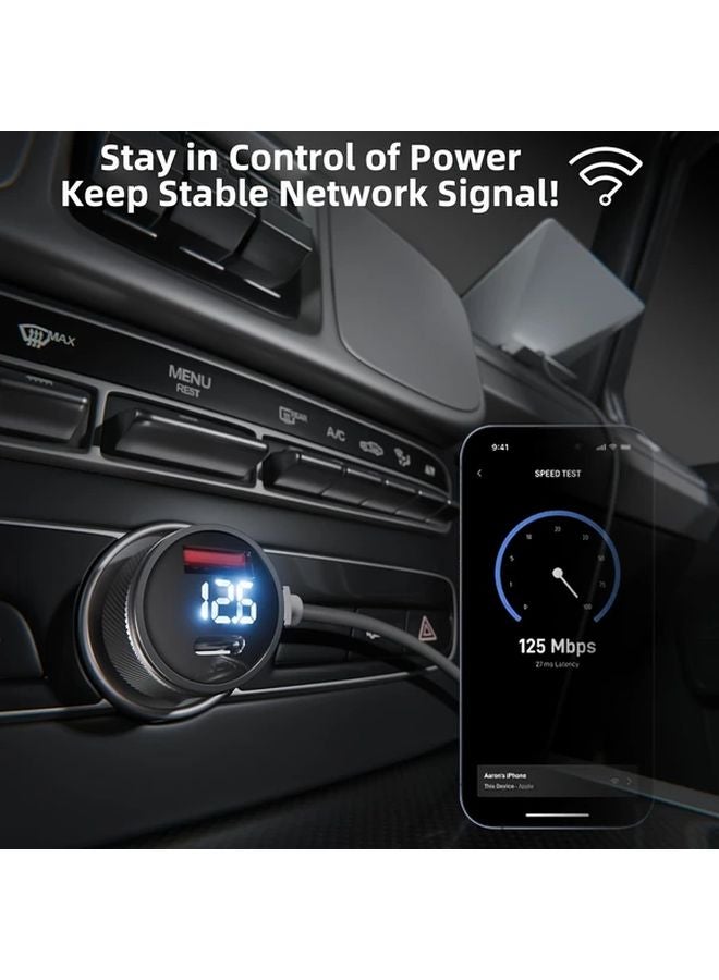 Starlink Mini Power Cable 100W Car Charger Digital Display Black Gray 78 74inch - Image 2