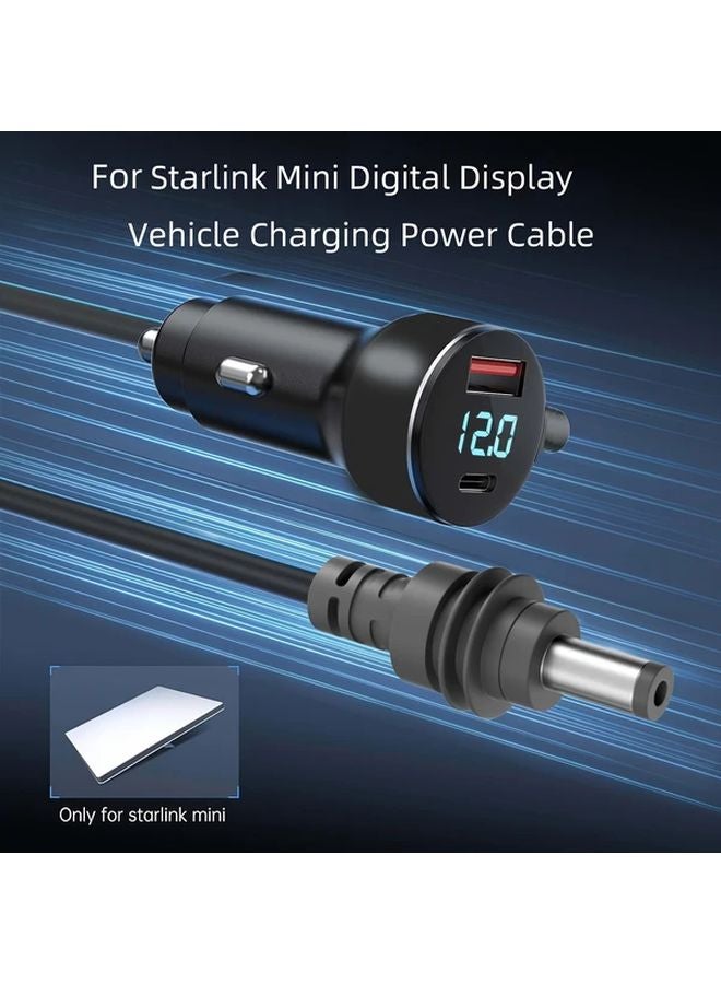 Starlink Mini Power Cable 100W Car Charger Digital Display Black Gray 78 74inch - Image 1