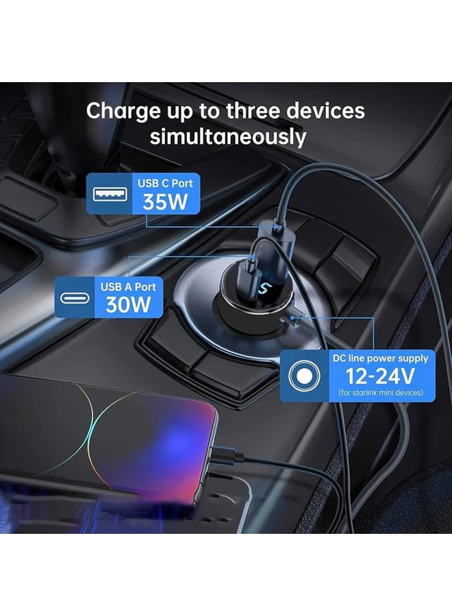 Starlink Mini Power Cable 100W Car Charger Digital Display Black Gray 78 74inch - Image 3