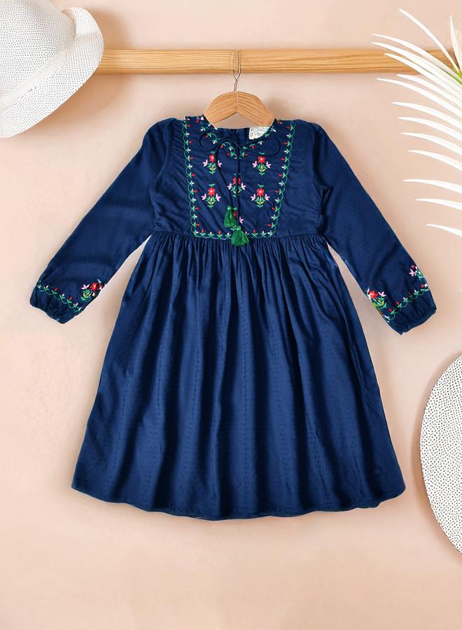 BELLA MODA Embroidered Longsleeve Dress - Image 1