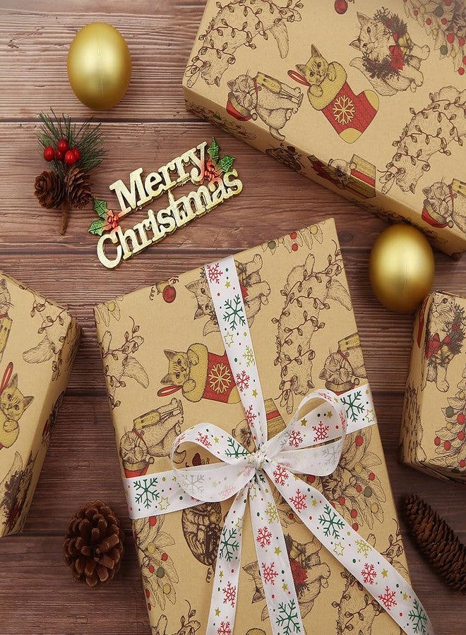 Geluode Christmas Cat Wrapping Paper - 4 Sheets Kraft Gift Wrap for Men, Women, Kids, Pet Lovers - Xmas Decorative Paper for Birthday, Baby Shower, Cat Party - Image 4