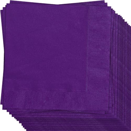 Unique Deep Purple Solid Beverage Paper Napkins - 5"x5", Pack of 20 - Soft & Durable, Vibrant & Elegant - Perfect For Parties or Events - Image 1
