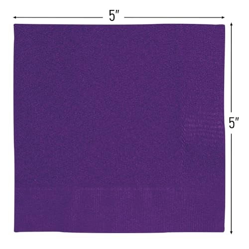Unique Deep Purple Solid Beverage Paper Napkins - 5"x5", Pack of 20 - Soft & Durable, Vibrant & Elegant - Perfect For Parties or Events - Image 2