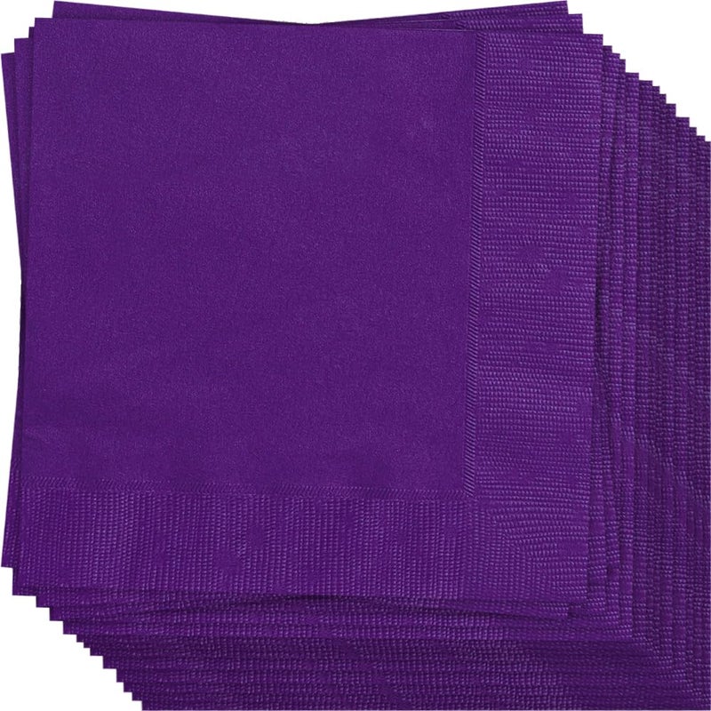 Unique Deep Purple Solid Beverage Paper Napkins - 5"x5", Pack of 20 - Soft & Durable, Vibrant & Elegant - Perfect For Parties or Events - Image 4