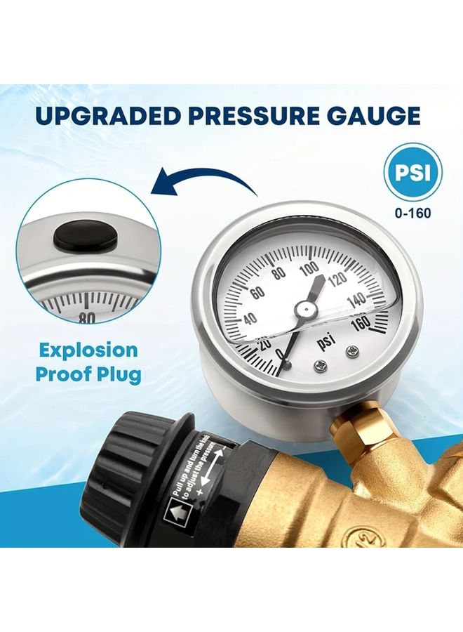 1pc Brass RV Water Pressure Regulator With Gauge Adjustable For Campers Trailers - Image 5